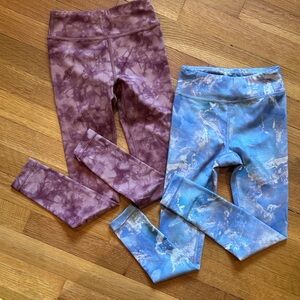 Athleta Girl Chitchat Tie-Dye Active Leggings Bundle - Purple and Blue